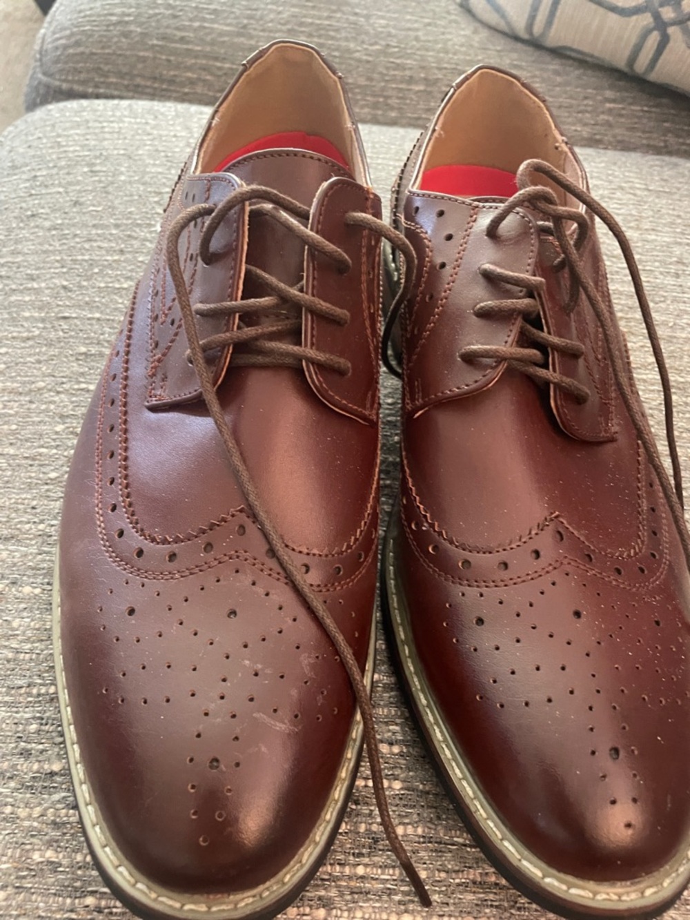 Men's Brown Brogue Derby Shoes - Classic Lace-Up